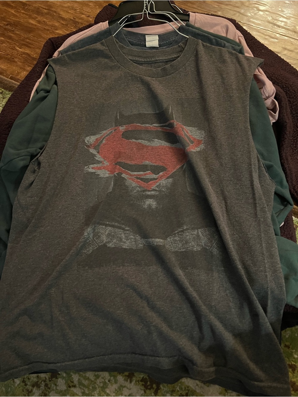 Men's Dark Gray Superman Graphic Muscle Tee